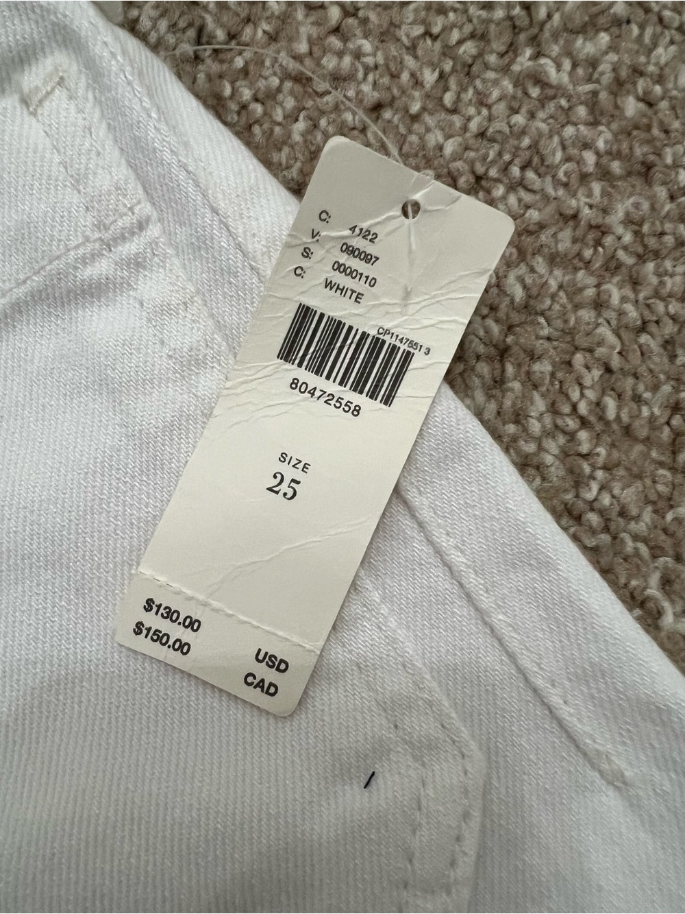 Maeve by Anthropologie THE COLETTE White Denim Jeans Size 25 NWT! - Picture 6 of 8